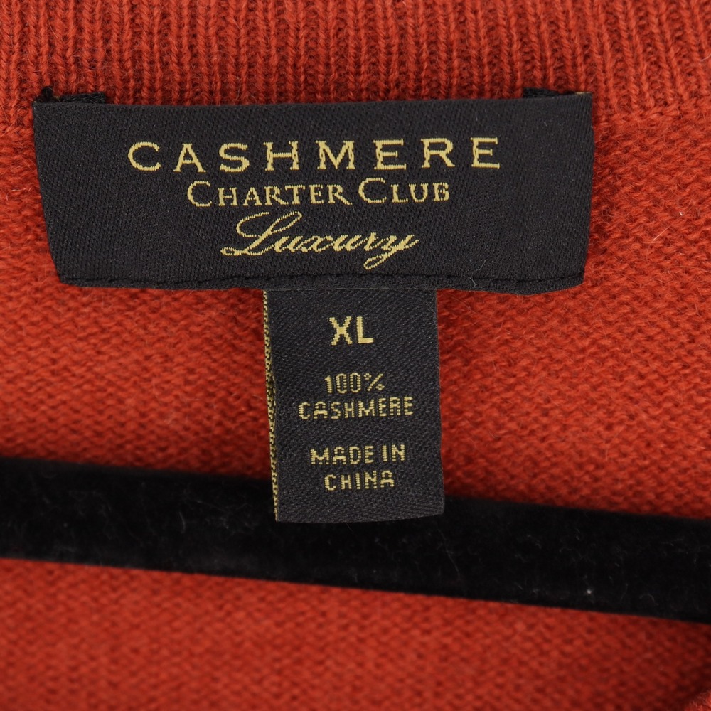 Charter Club Luxury 100% Cashmere Crew Neck Sweater Rust Orange Womens Size XL - Picture 2 of 4